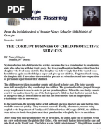 FROM THE  LEGISLATIVE DESK OF "SENATOR NANCY SCHAEFER" THE CORRUPT BUSINESS OF CHILD PROTECTIVE SERVICES 