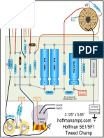 V1-2 circuit diagram of Hoffman 5E1 Tweed Champ clone