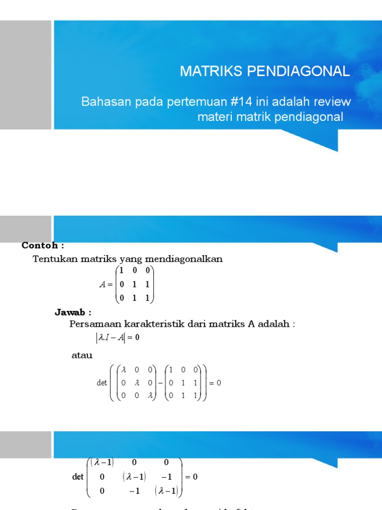 Matriks Ortogonal Dan Diagonalisasi Pdf