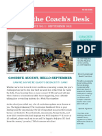 September 21 Newsletter Coach