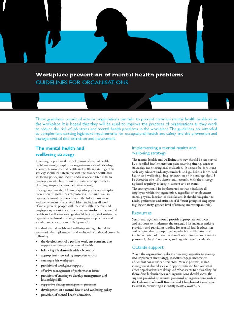 GUIDELINES For Workplace Prevention of Mental Health Problems | PDF ...