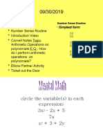 09.30.2019 To 10.03.2019 Polynomials Algebra I