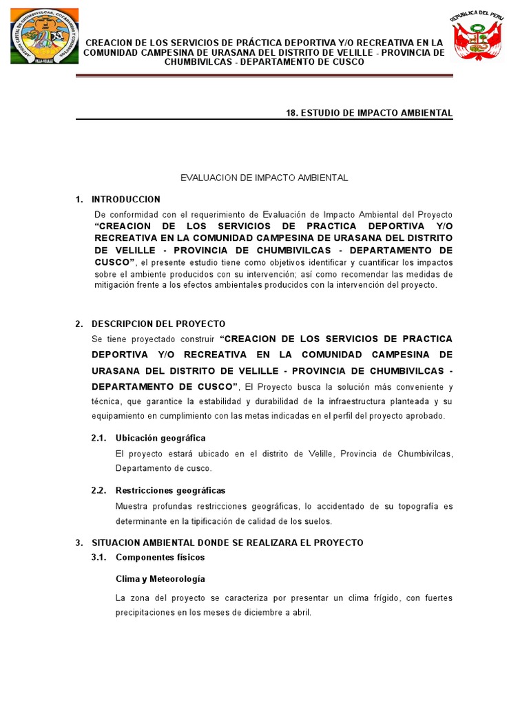 Impacto Ambiental en Urasana, Cusco | PDF | Evaluación de impacto ...