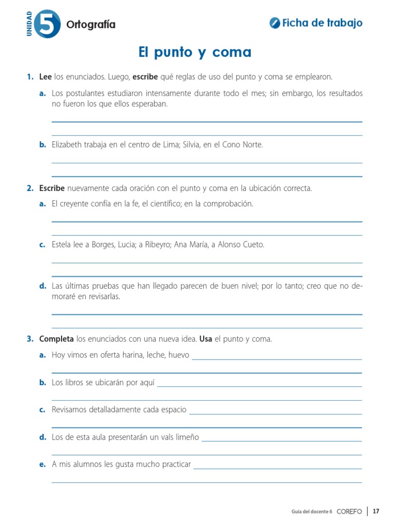 Uso del punto y coma en oraciones | PDF