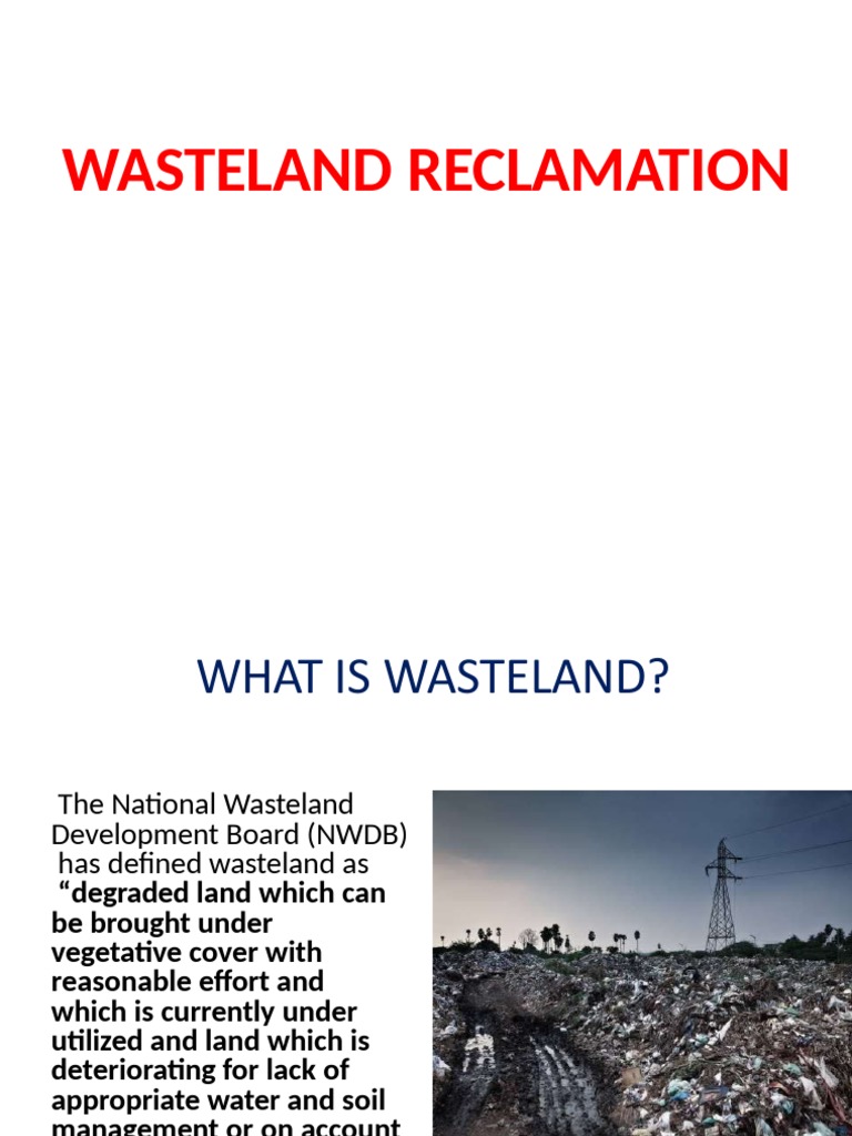 Wasteland Reclamation PDF Agriculture Soil