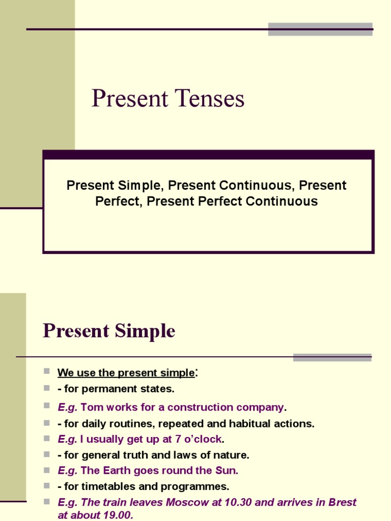 Understanding Present Tenses in English | PDF | Grammatical Tense ...