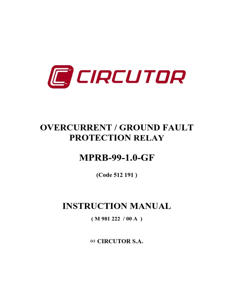 Overcurrent and Ground Fault Protection Relay Manual | PDF | Relay ...
