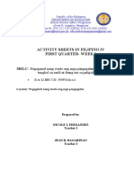 Filipino Activity Sheets