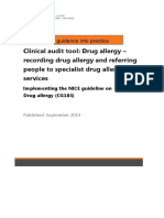 Clinical Audit Tool: Drug Allergy - Recording Drug Allergy and Referring People To Specialist Drug Allergy Services