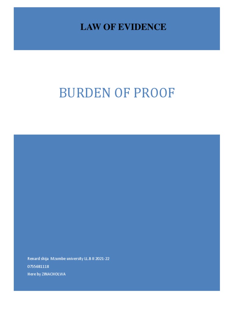Understanding Burden of Proof in Law | PDF | Burden Of Proof (Law ...
