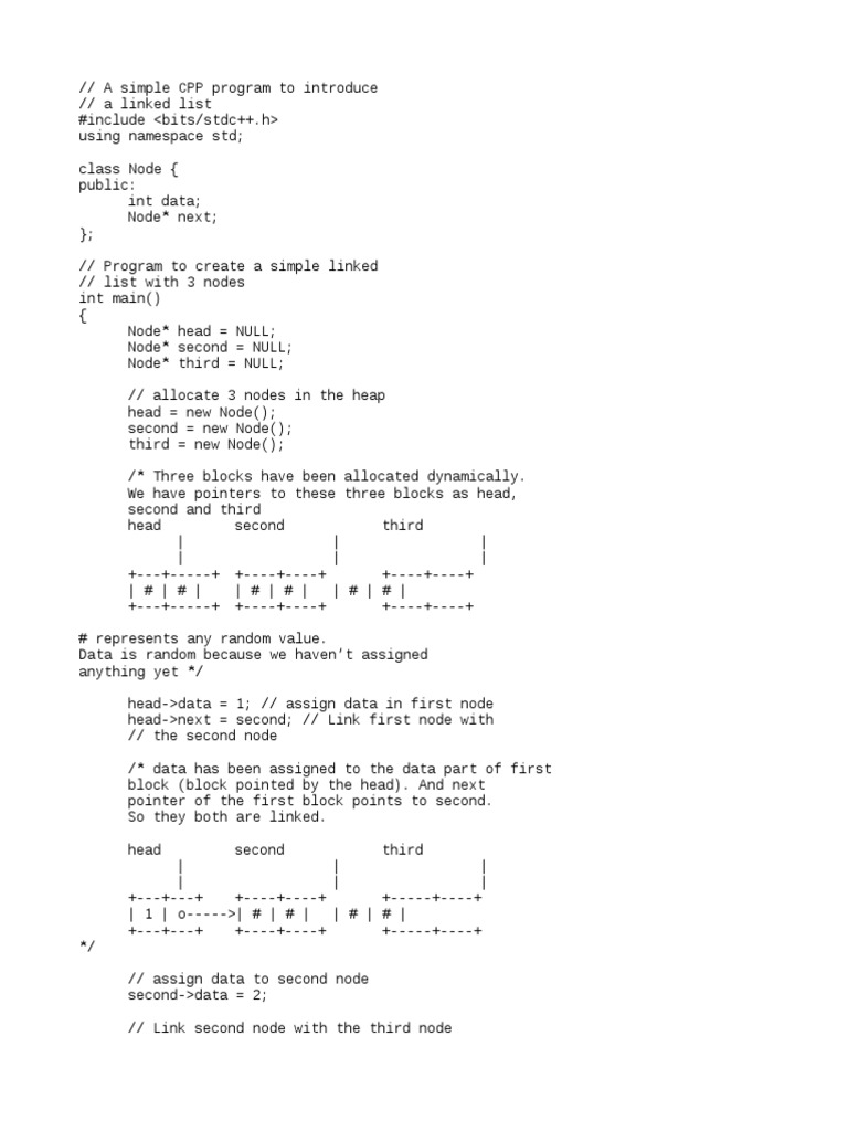 Linked List Program in C | PDF | Pointer (Computer Programming ...