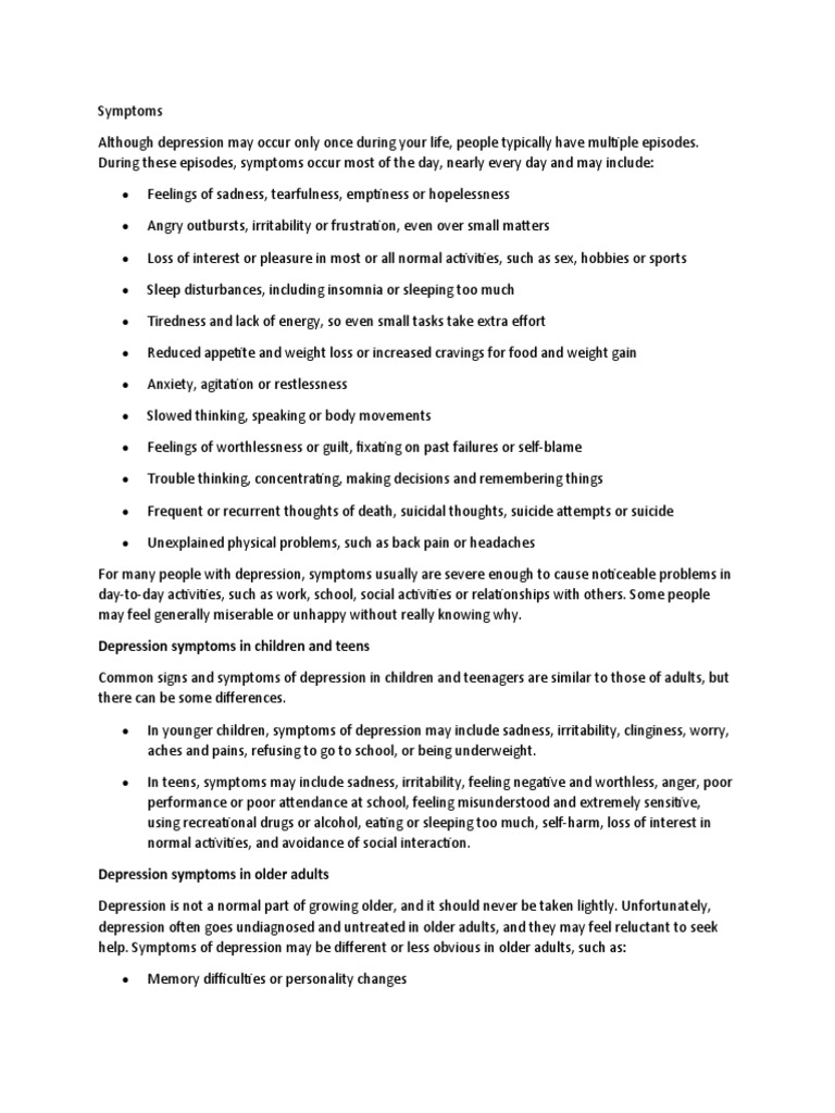 Depression Symptoms in Children and Teens | PDF | Depression (Mood ...