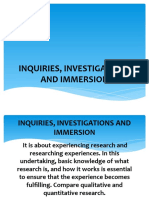 Inquiries, Investigations and Immersion