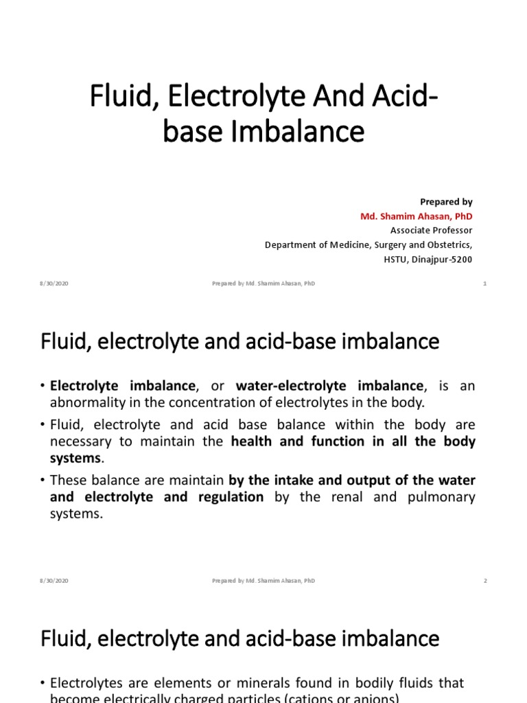 Fluid and Electrolyte Imbalance Overview | PDF | Angiotensin | Electrolyte
