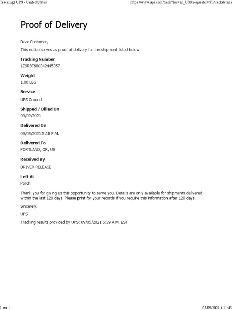 Track UPS Delivery Proof | PDF