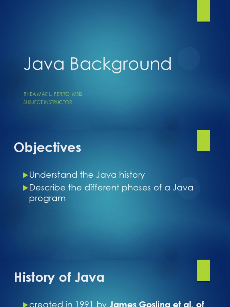 Java Background: Rhea Mae L. Perito, Msis Subject Instructor | PDF