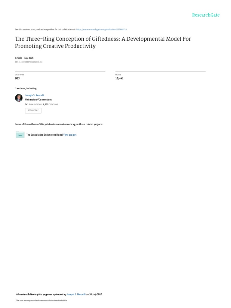 Renzulli's Three-Ring Model of Giftedness | PDF