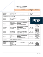 Itinerary of Travel: 13 September 2021 (Monday)