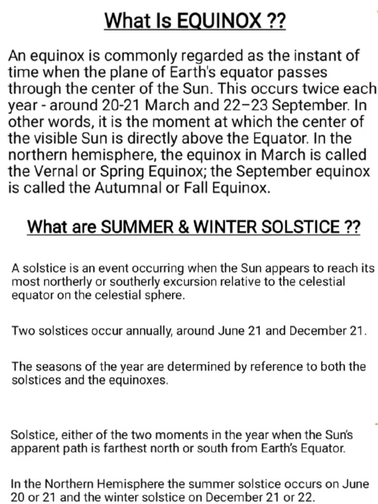 Equinox &amp; Solstice | PDF