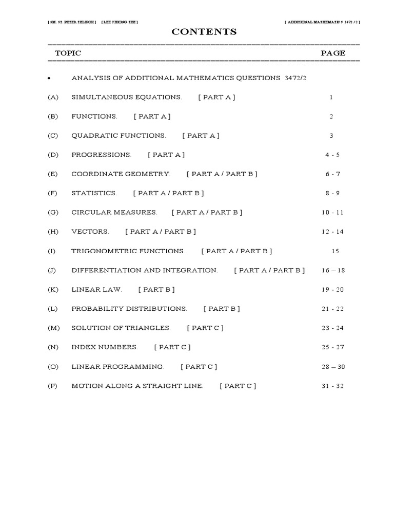 Additional Mathematics 3472/2 Analysis Guide | PDF | Teaching Methods ...