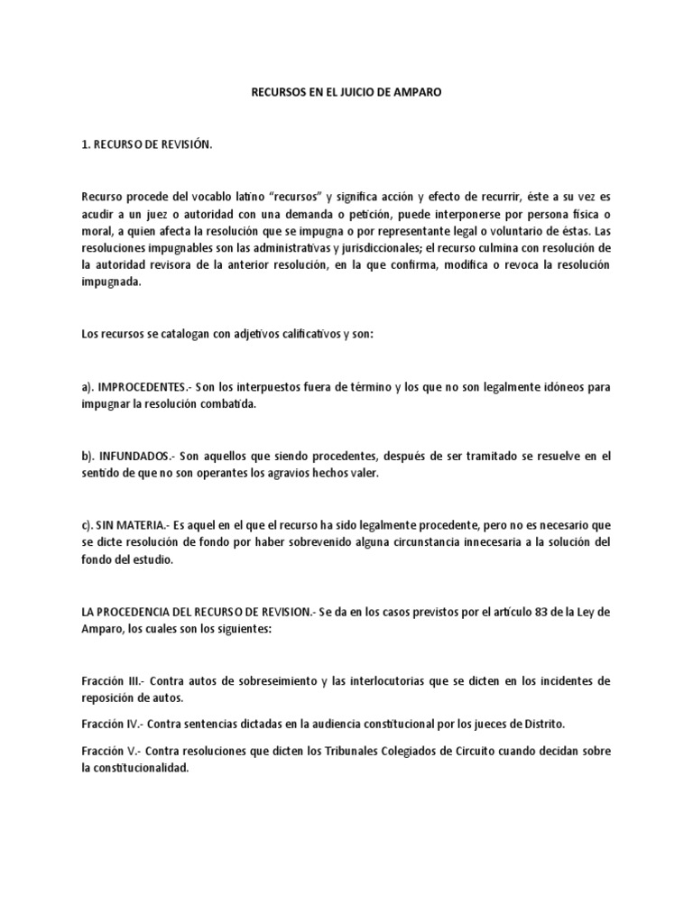Recursos en El Juicio de Amparo | PDF | Sentencia (ley) | Ley Pública