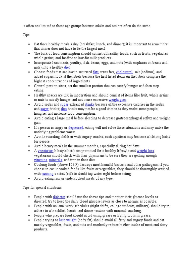 Healthy Eating Tips for All Ages | PDF | Healthy Diet | Foods