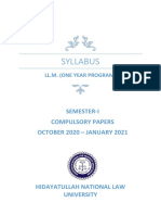 Syllabus: Semester-I Compulsory Papers OCTOBER 2020 - JANUARY 2021