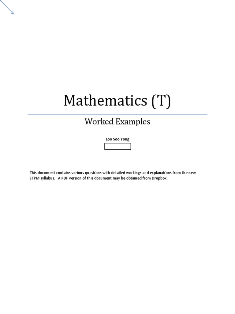 STPM Mathematics (T) Worked Examples | PDF | Tangent | Equations