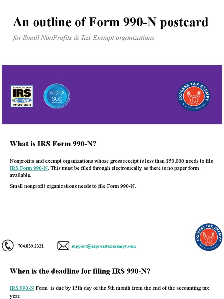 Filing Form 990-N Postcard | PDF | Internal Revenue Service | Payments