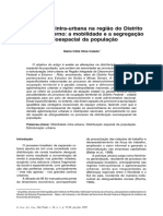 Estruturação Intra-Urbana Na Região Do Distrito Federal e Entorno A Mobilidade e A Segregação Socioespacial Da População