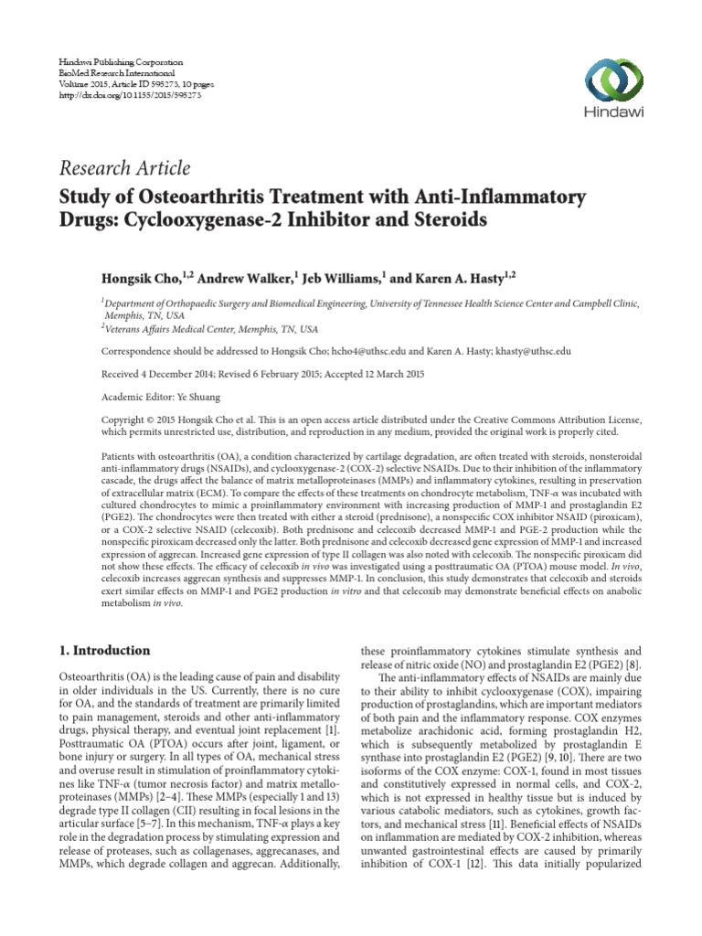 Study of Osteoarthritis Treatment With AntiInflammatory PDF