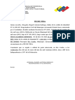 Fe de vida documento Venezuela 2021