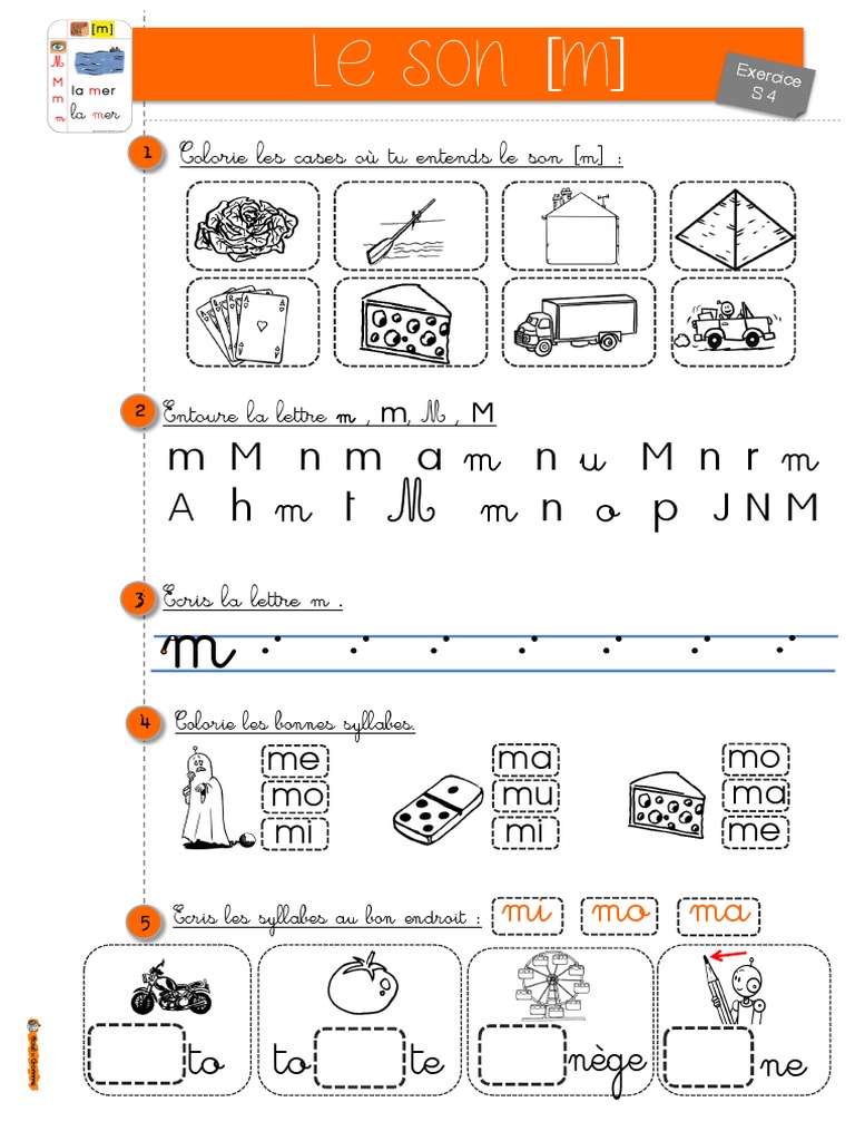 Exercice sur la lettre M pour CP | PDF | Arts du langage et discipline
