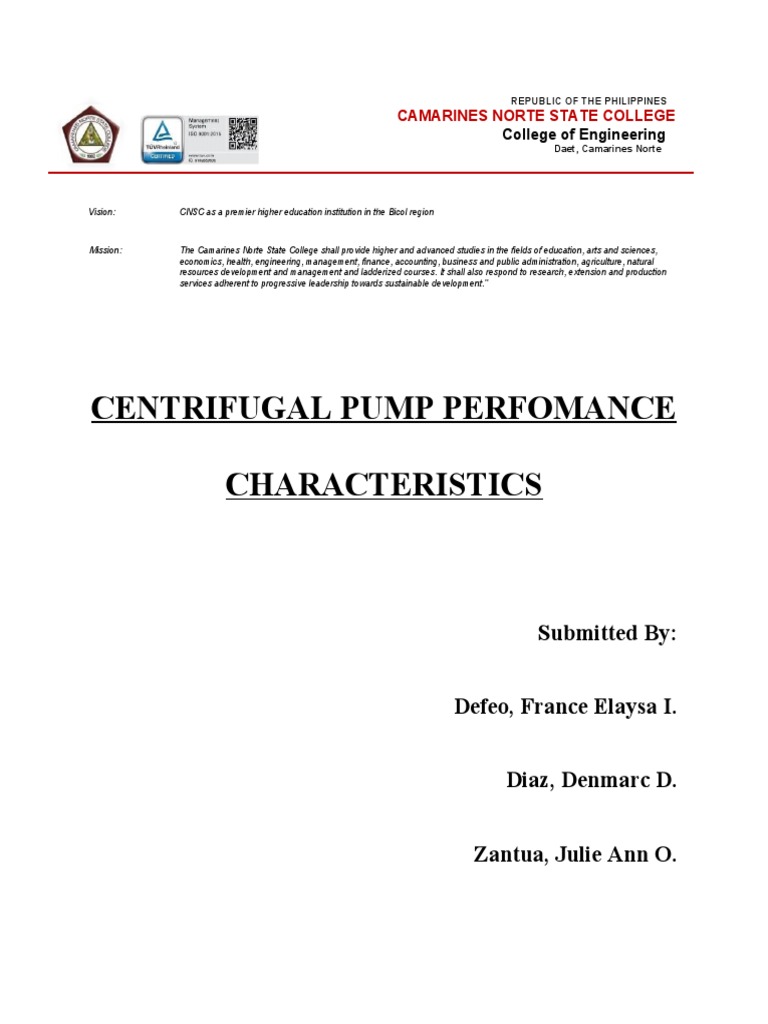 Lab Report Centrifugal Pump PDF Pump Flow Measurement
