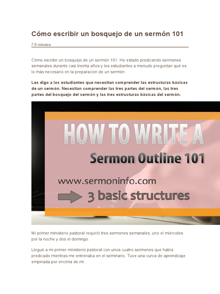 Cómo Escribir Un Bosquejo de Un Sermón 101 | PDF | Razonamiento ...