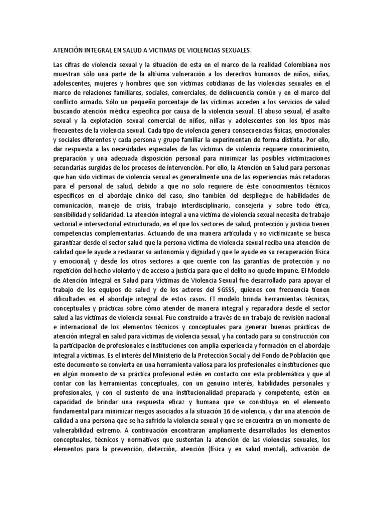 Atención Integral en Salud A Victimas de Violencias Sexuales | PDF ...
