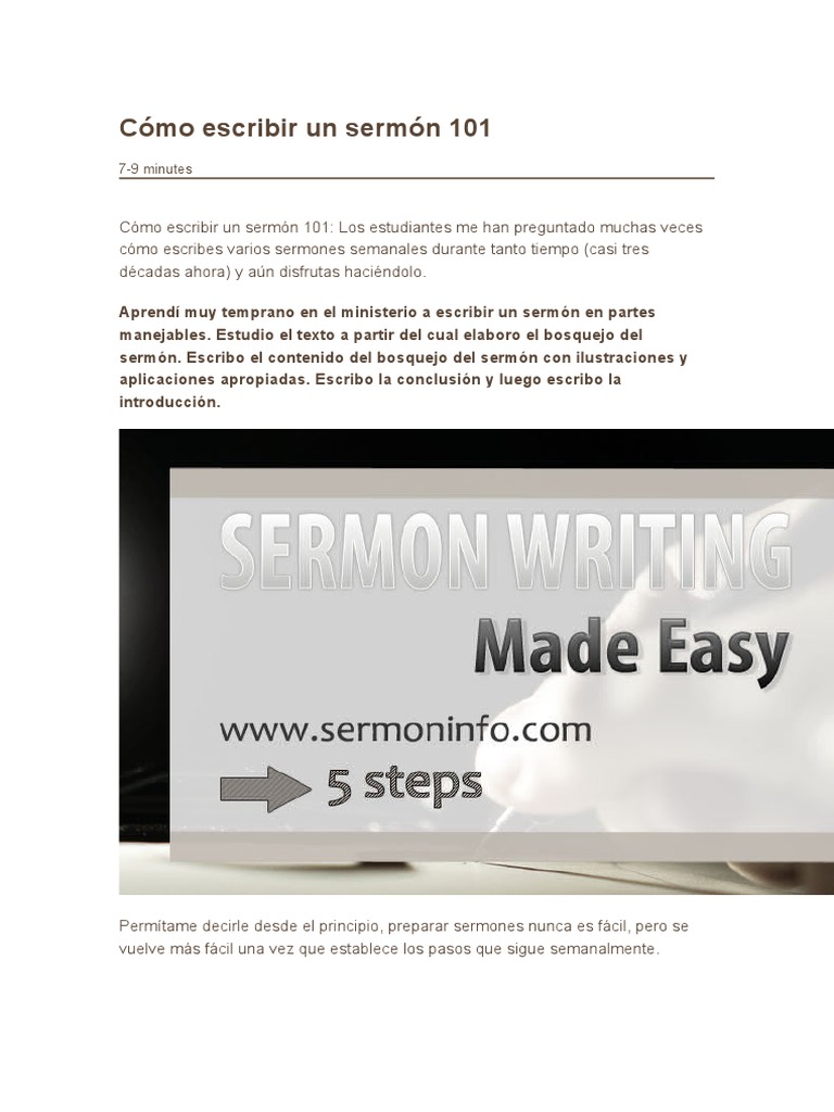 Cómo Escribir Un Sermón 101 | PDF | Sermón | Dios