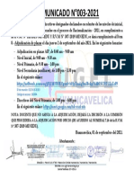 Comunicado para La Adjudicacion de Plazas Excedentes en El Proceso de Racionalizacion 2021