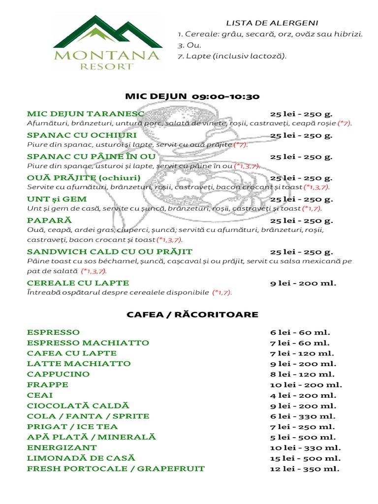 Meniu Montana Mic Dejun 2021 Iun PDF