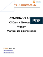GTMEDIA V9 Prime CCCam - Newcam - Mgcam Manual de Operaciones