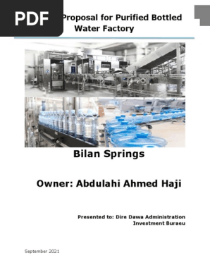 Project proposal for bottled Water factory