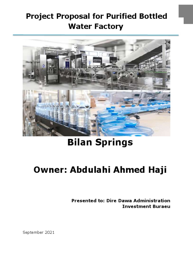 Purified Bottled Water Factory Proposal | PDF | Water Purification ...