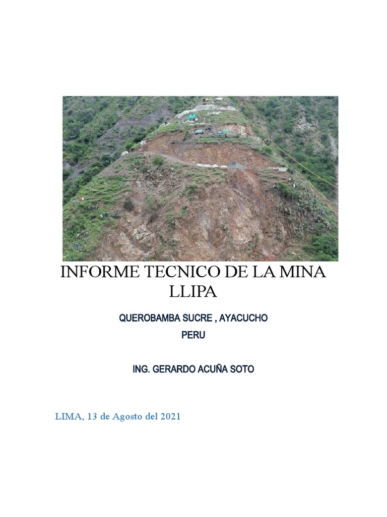 Informe Técnico Mina Llipa, Querobamba | PDF | Minería | Roca clástica