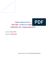 Digital Assignment No Statistics For Engineers Embedded Lab: - 2 MAT 2001 - Programming With R