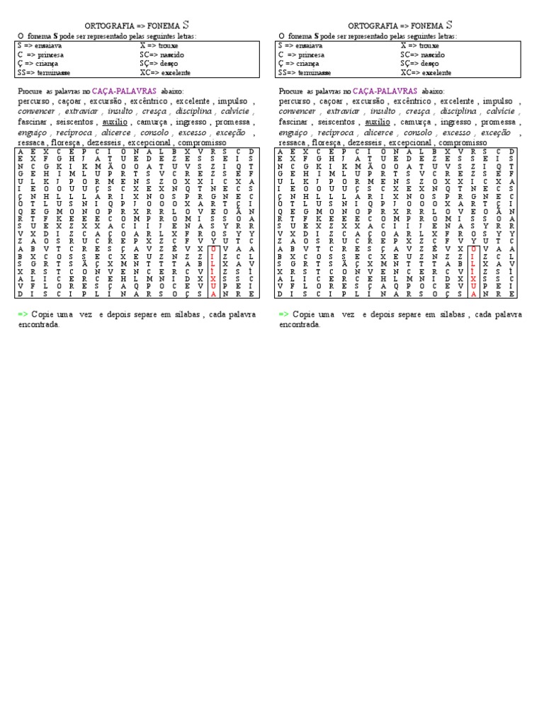 Ortografia Fonema S