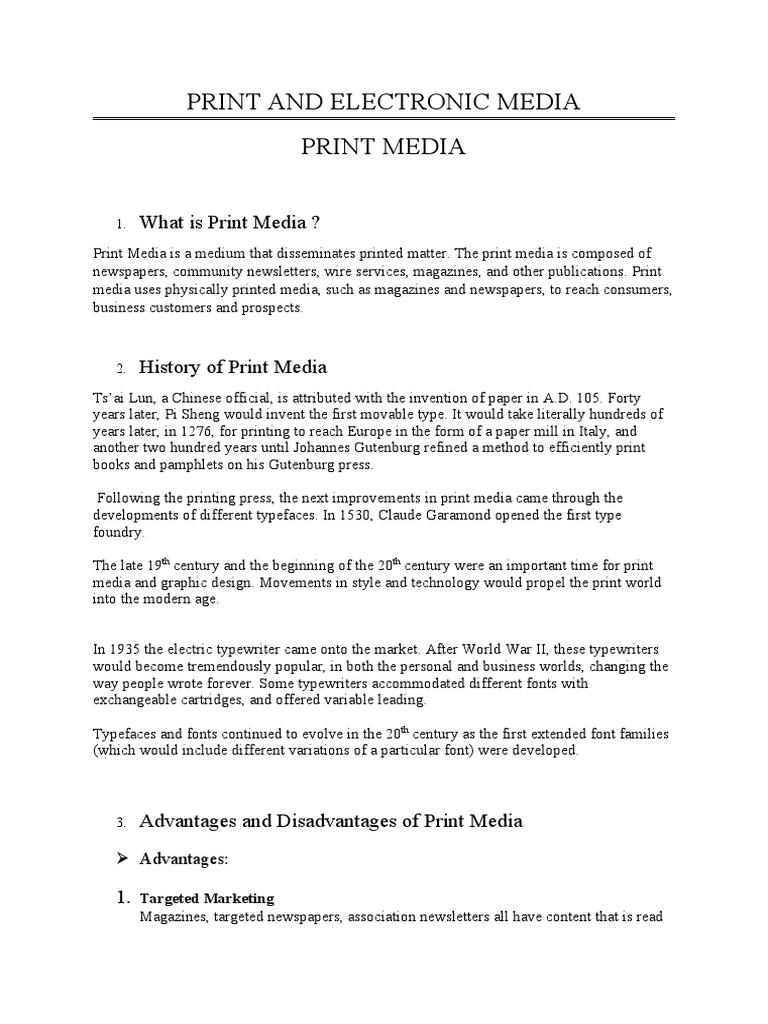 Media (Social, Print, Electronic) PDF Mass Media Printing