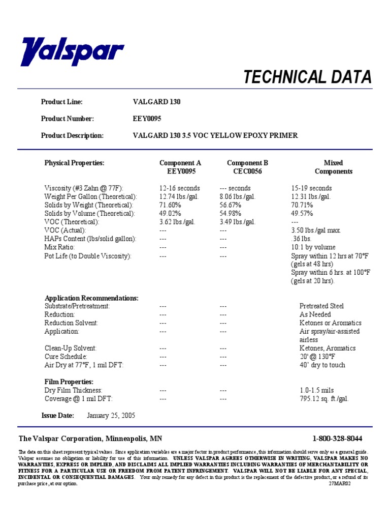 Valgard 130 3.5 Voc Yellow Epoxy Primer Descargar gratis PDF