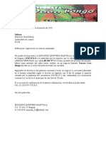 Carta de Circulacion Pedro Arenas