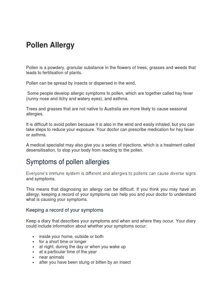 Pollen Allergy Overview for Class 12 | PDF | Allergy | Allergen