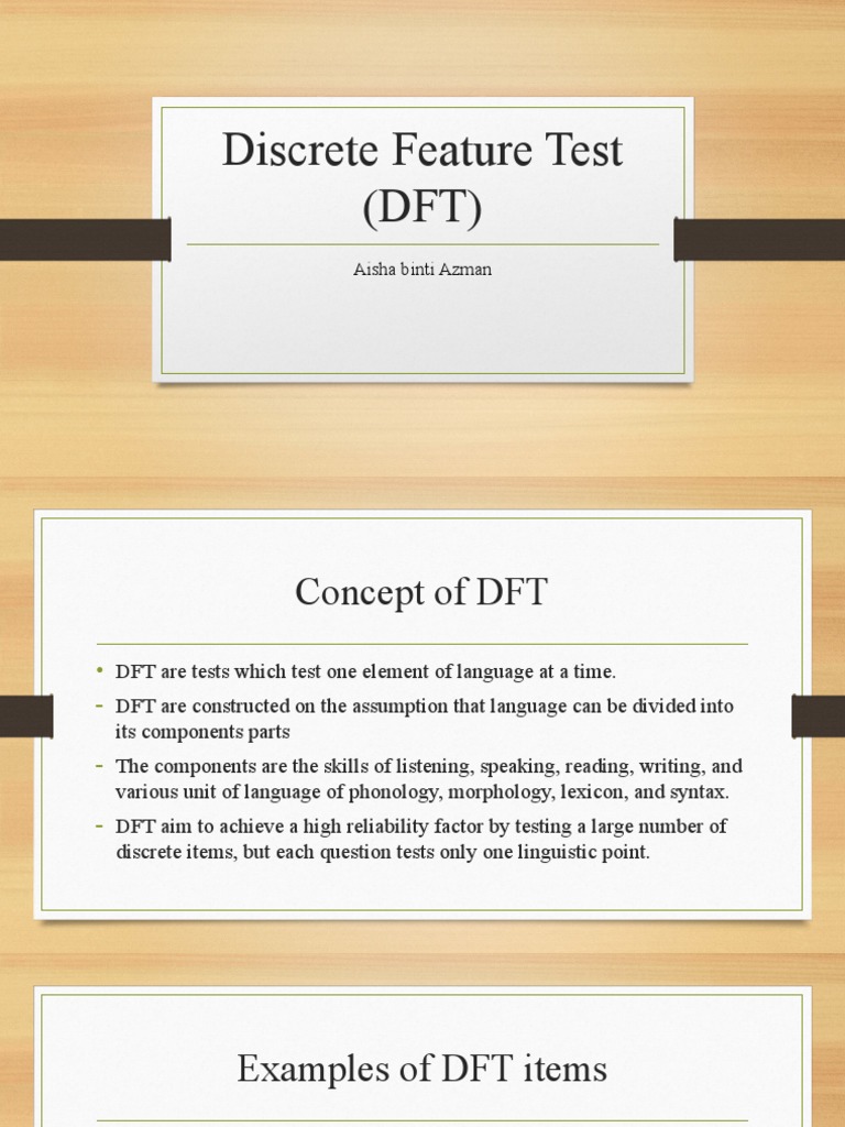 Discrete Feature Test (DFT) | PDF